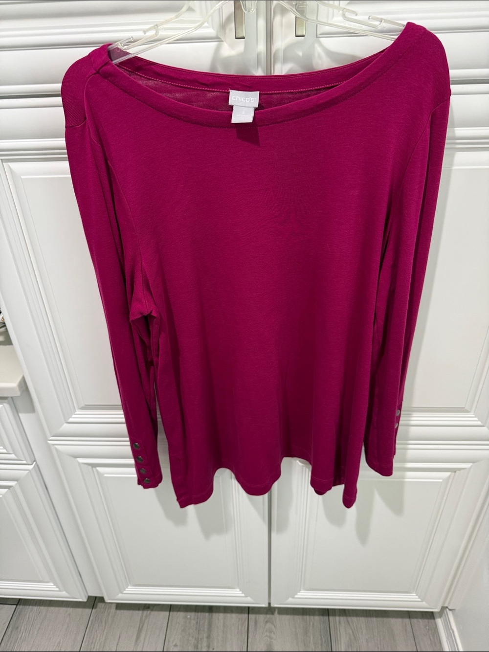 Chico's Fuchsia Boatneck Long-Sleeve Top